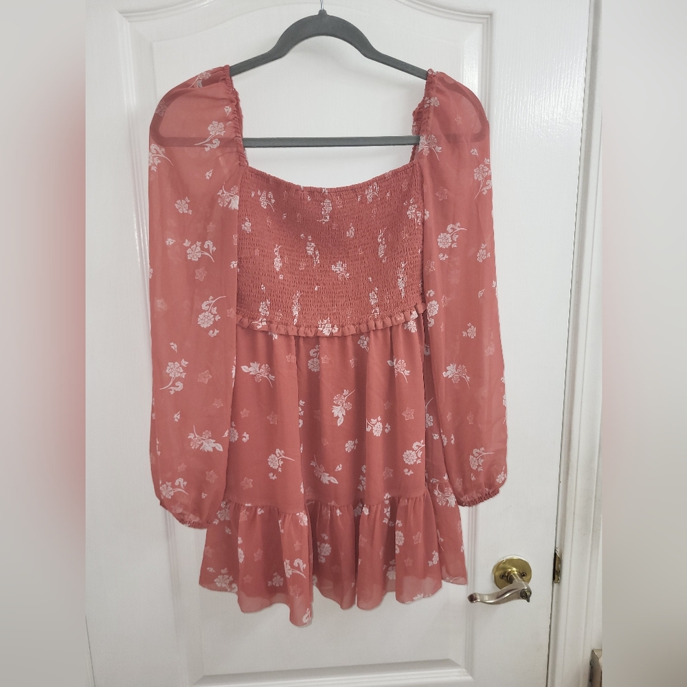 NWT Wilfred Tempest Mini Dress Woodblock Stamp Red